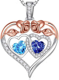 Iefil Valentines Day Gifts for Her - 925 Sterling Silver Rose Heart Necklaces for Women, Anniversary Birthday Gifts for Wife Girlfriend Mom