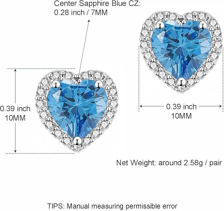 YOMELA Cubic Zirconia Earrings Studs, Halo CZ Birthstone Simulated Diamond Stud Earrings for Women