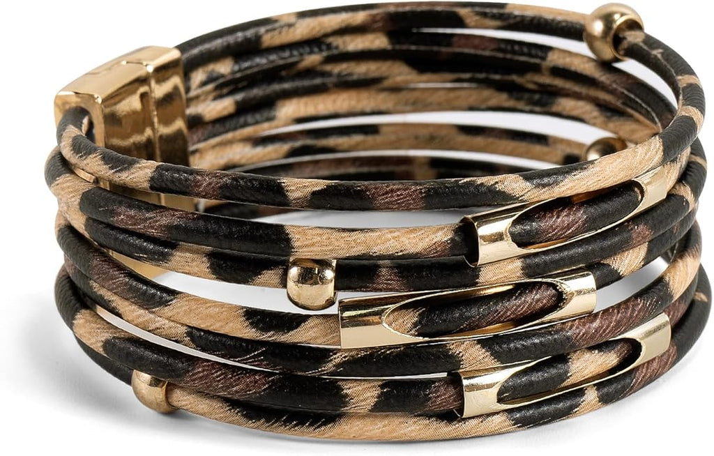 Wrapped Bracelets for Women,Leather Bracelet,Boho Bracelets for Women,Multi-Layer Pearl Crystal Bracelet Bangle Jewelry