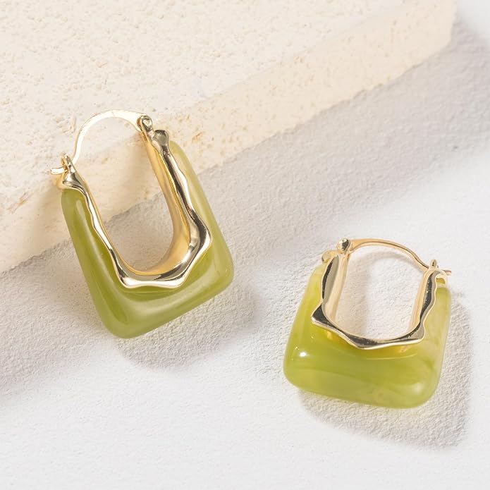 Acrylic Hoop Earrings Chunky Huggie Statement Vintage Earrings Cute Resin Drop Earring Trendy Jewelry Gifts for Women