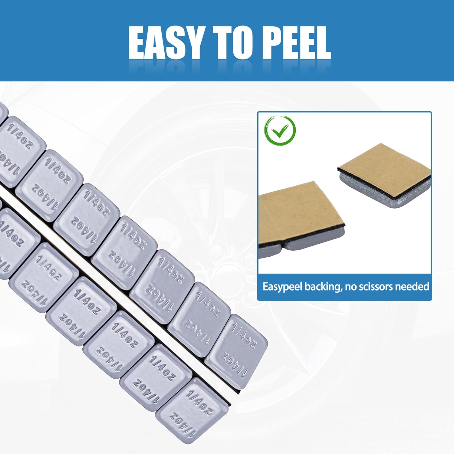 1/4 Oz Stick on Wheel Weights (1box，288pcs,72oz),Gray Adhesive Backed Wheel Weights for Cars, Trucks, SUVs, Motorcycles