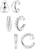 BESTEEL 3Pairs Clip on Earrings for Women Trendy Hypoallergenic 14K Gold Plated Chunky Tube Croissant Waterdrop Clip-on Hoop Earrings Set Fake Jewelry Non Pierced Ears