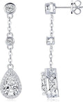 Pear Moissanite Drop Stud Earrings, 3.0cttw D Color 6x9mm Pear Cut Moissanite, 925 Sterling Silver Drop Earrings for Women Birthday Jewelry Gifts
