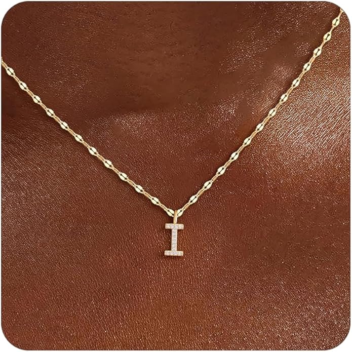 Initial Necklaces for Women,14K Gold Plated Necklaces, A-Z Letter Pendant Charm Necklace Trendy Dainty Hypoallergenic CZ Custom Personalized Name Necklace Gold Jewelry Birthday Christmas Gift for Her