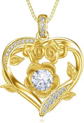 Midari 18K Gold Heart Birthstone Necklace for Women Rose Pendant Birthday Jewelry Gifts for Wife Her Daughter Mom