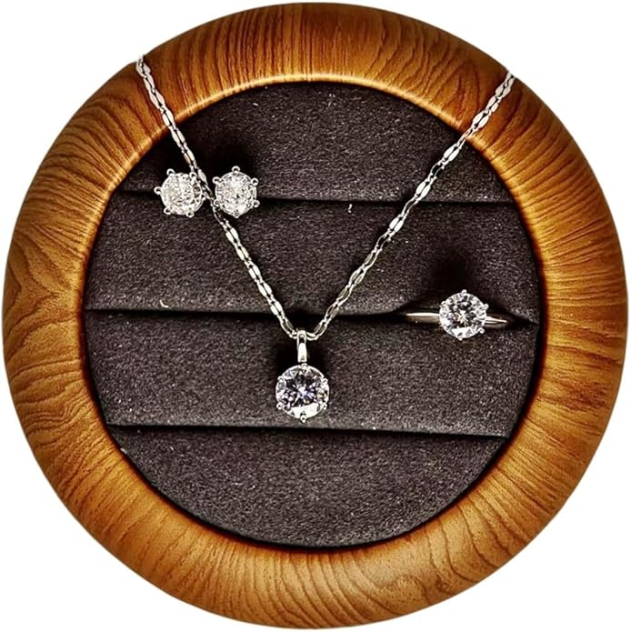 Stunning 3-piece Moissanite Jewelry Set - Necklace, Ring & Earrings | Elegant Wedding Jewelry Sets for Brides | Perfect Moissanite Earrings & Necklace | Timeless Bride Earrings & Wedding Earrings for Brides