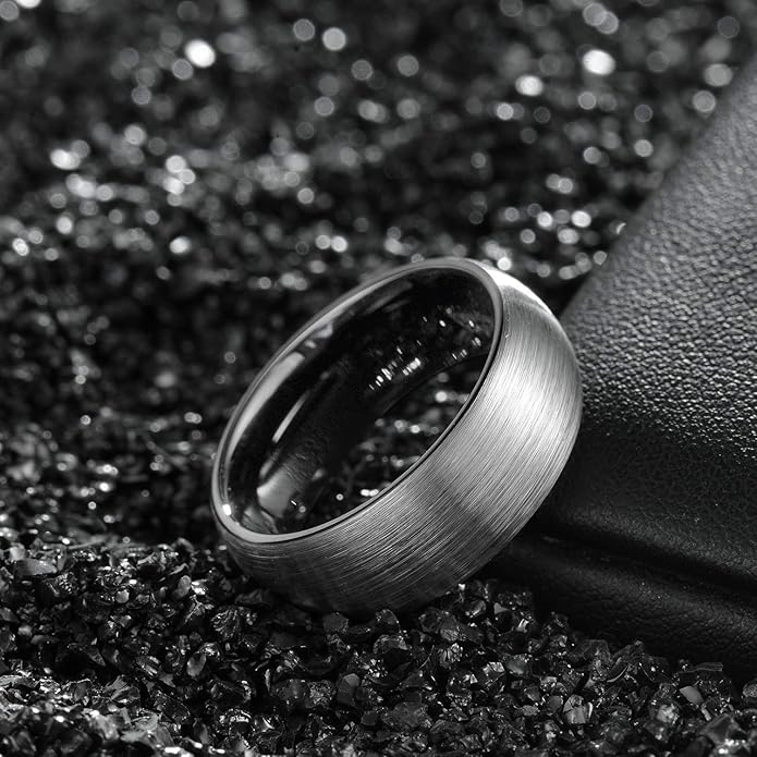 TRUMIUM 4mm 6mm 8mm Tungsten Rings for Men Women Engagement Wedding Band Brushed Black Comfort Fit Size 4-15