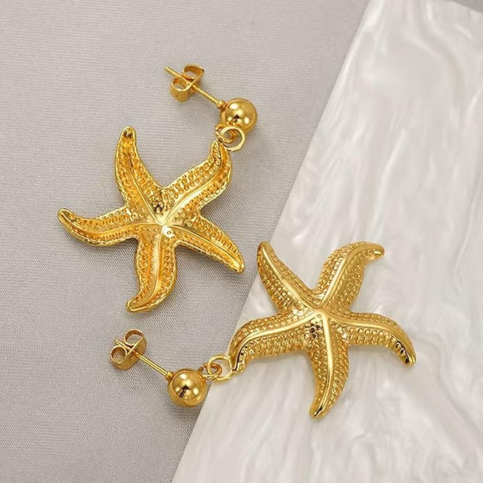 Gold Flower Statement Earrings for Women, Large Chunky Bohomian Summer Beach Floral Earring, Irregular Bold Exaggerated Earrings