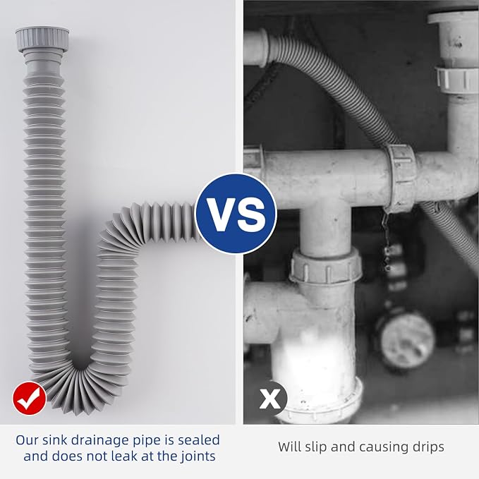 Sink Drain Pipe, Flexible Sink P-Trap Pipe - Image 4