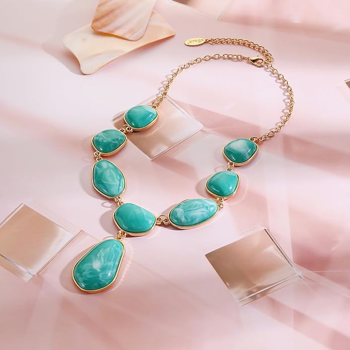 Bocar Bubble Chunky Necklace Alloy Necklace Resin Statement Pendant Necklace for Women