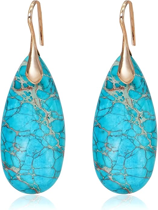 Natural Stone Earrings Waterdrop Stone Dangle Earrings for Women