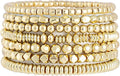 Gold Plated Beaded Bracelets for Women Trendy, 14K Gold Plated Stack Cross Pearl Gold Plated Bead Stretch Bracelets Set Elastic Hypoallergenic Bracelets Jewelry Gifts