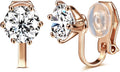 Clip on Earrings Women, 14K Gold Hoop Clip-On Earrings for Women, Hypoallergenic Non Pierced Croissant Earrings
