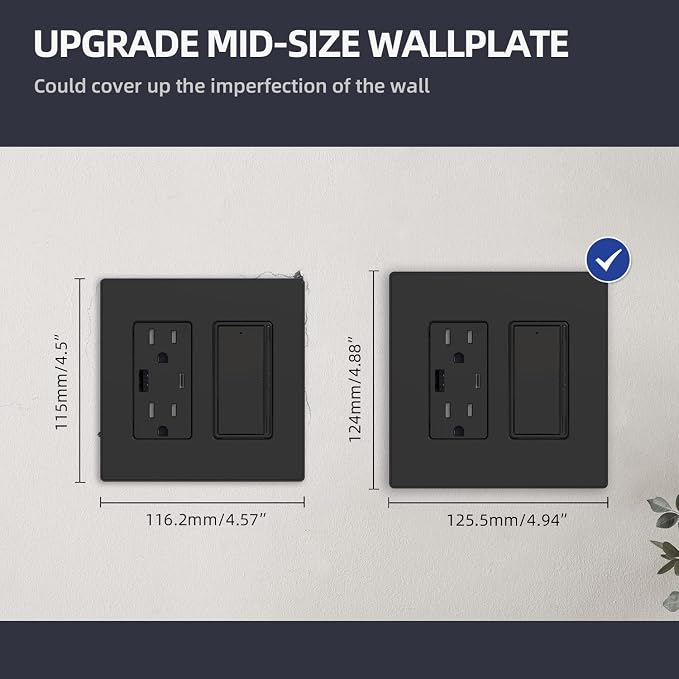 ELEGRP 2-Gang Screwless Decorative Wall Plates, Mid-Size Cover Plates, - Image 6