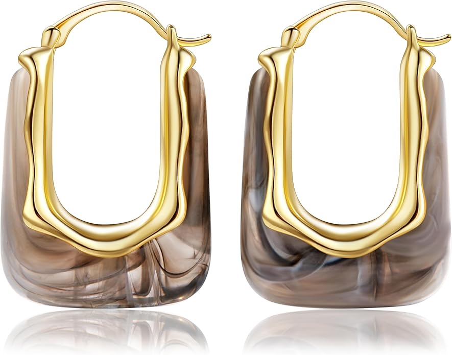 Acrylic Hoop Earrings Chunky Huggie Statement Vintage Earrings Cute Resin Drop Earring Trendy Jewelry Gifts for Women