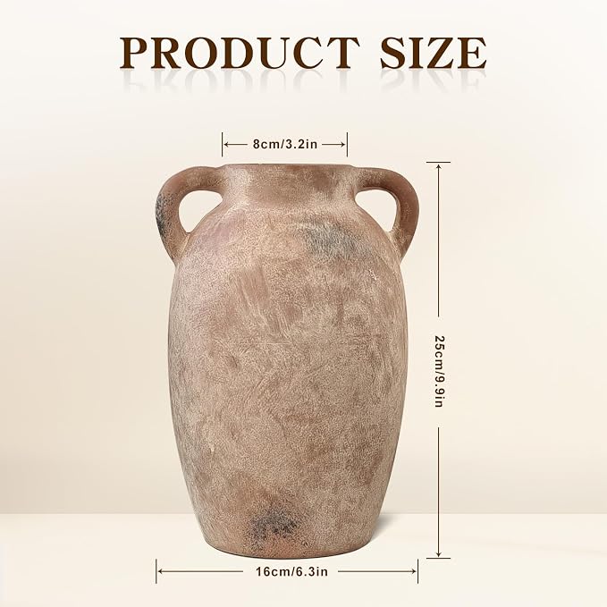 Brown Ceramic Vase-Boho Decorative Vase, Terracotta Tall Vases Decorative - Image 4