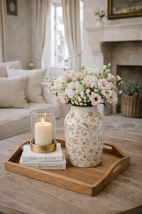 SIDUCAL Ceramic Vintage Vase, 7 Inch Retro Ice Cracked Chinoiserie Floral Vase - Image 5
