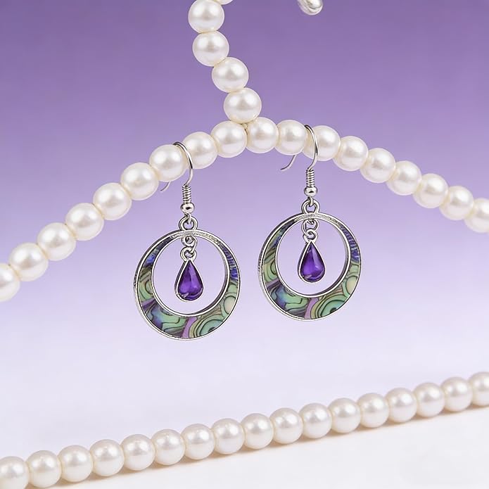 Multi-Color Gemstone Drop Earrings, Dangle Style, Hook Design
