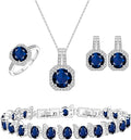 GZWHD Jewelry Set for Women CZ Earrings Necklace Ring Bracelet Set Prom Party Wedding Jewelry Gift for Mother Friend Wife