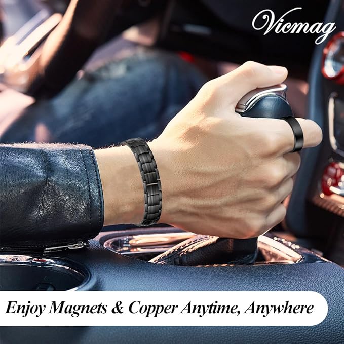 Vicmag Copper Bracelet for Men 99.9% Solid Pure Copper Gift with Adjustment Tool Bracelet & Ring Set Bracelet Set