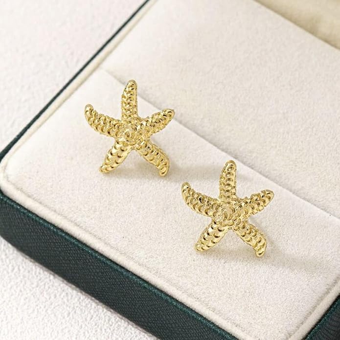 Starfish Stud Earrings for Women Gold Starfish Trendy Drop Dangle Earrings Hypoallergenic Summer Beach Ocean Jewelry