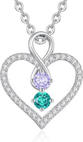 LOUISA SECRET Infinity Double Birthstone Necklace, 925 Sterling Silver Tiny Pendant Heart Necklace for Women Wife Her, Best Jewelry Gift Heart Jewelry Meaningful Gift for Valentine's Day, Christmas, Birthday Anniversary