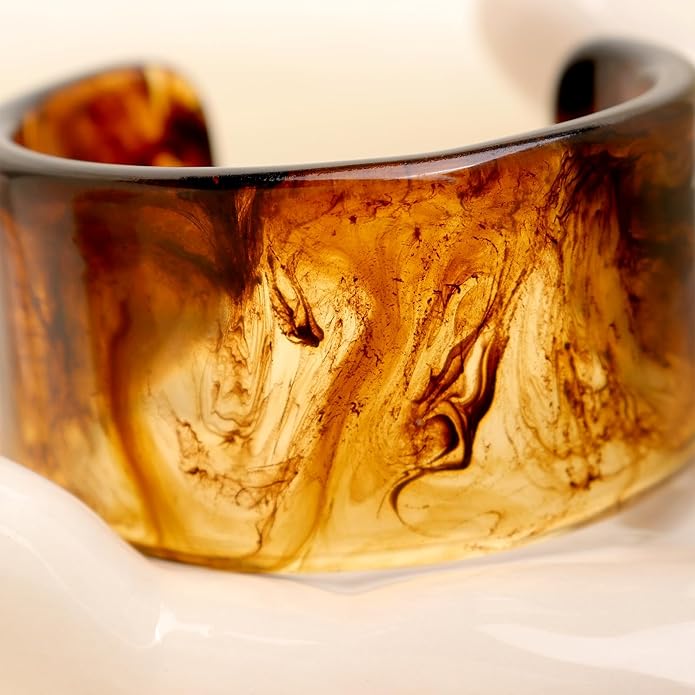 Chunky Resin Wide Bangle Bracelets for Women, Trendy Statement Minimalist Acrylic Bracelet Prom Holiday Jewelry Gift