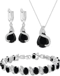 GZWHD Jewelry Set for Women Water Drop Cubic Zirconia Artificial Crystal Earrings Pendant Necklace Open Ring Tennis Bracelet Wedding Anniversary Birthday Engagement Gift for Bridesmaid Wife Girlfriend Friend