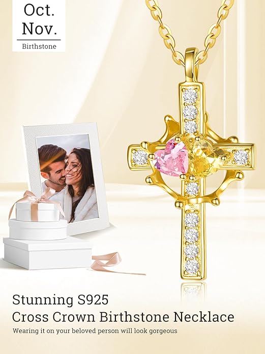 Valentine's Day Gifts for Wife 925 Sterling Silver Double Birthstone Pendant Necklaces I Love You for Always and Forever Necklace Anniversary Birthday Gifts for Wife Girlfriend Mom Her