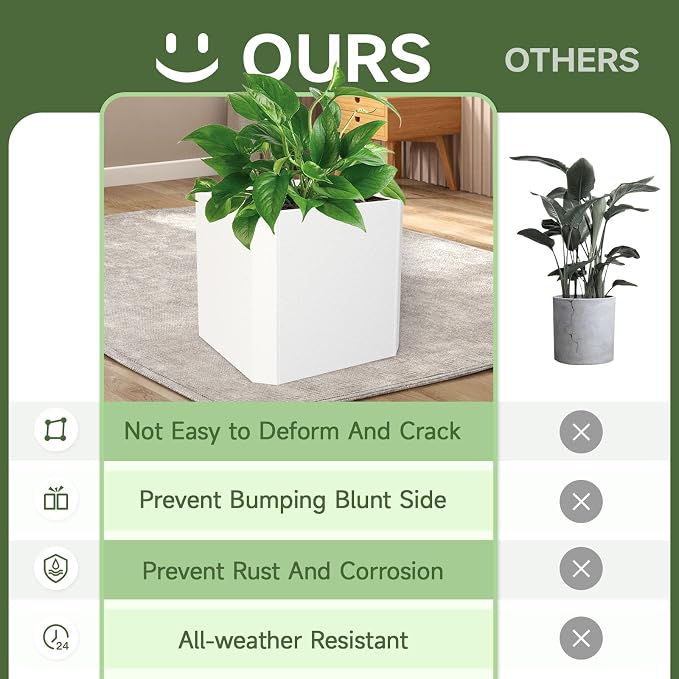 Metal Planter Box 20”L x 20"W x 20"H Large Square Steel Planter Box | Outdoor - Image 6