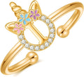 Unicorn Rings Gifts for Girls - Adjustable Initial Ring Dainty Cute Unicorn Rings for Girl Teens Little Girls Jewelry Birthday Gift
