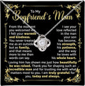 To My Boyfriend's Mom Love Knot Necklace, Elegant Jewelry Gift From Girlfriend, Meaningful Mothers Day Surprise, Birthday Christmas Keepsake With Heartfelt Message