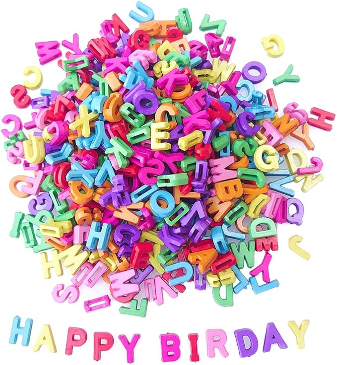 300+ Pieces 9x12mm Big Large Alphabet Letter Beads Charms A-Z Mixed Plastic Shape Loose Bead for Jewelry Making Bracelets Necklaces Key Chains (Classic Solid Colors)
