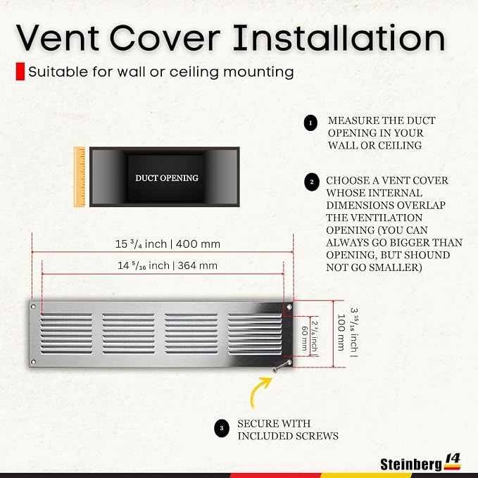 Steinberg14 Stainless Steel Vent Cover 14x2 - Image 5