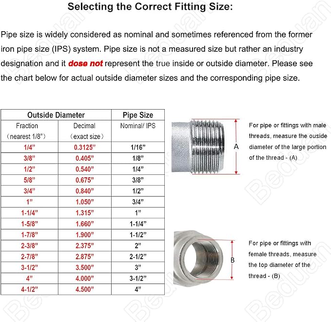 Beduan 2 PCS Stainless 1/2" Tee Female NPT T Shaped 3 Way Cast Pipe Fitting | - Image 5