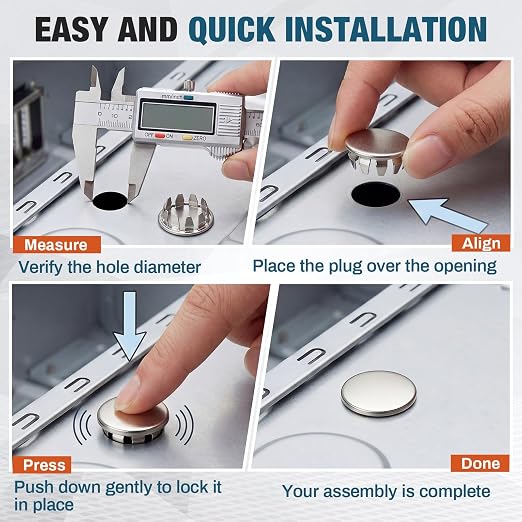Hicarer 15 Pack Fit 3/4" Hole Metal Hole Plugs, Nickel-Plated Steel Snap-in - Image 4