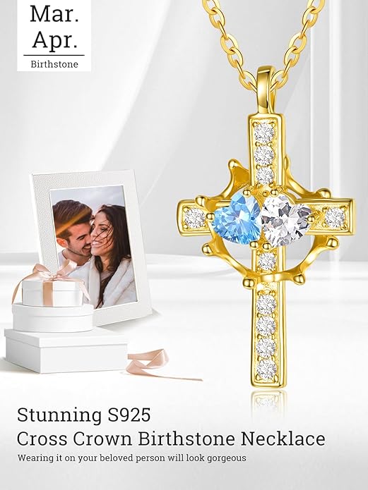 Valentine's Day Gifts for Wife 925 Sterling Silver Double Birthstone Pendant Necklaces I Love You for Always and Forever Necklace Anniversary Birthday Gifts for Wife Girlfriend Mom Her