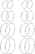 Magitaco 8 Pairs Clip On Hoop Earrings Stainless Steel Clip On Earrings for Women Fake Hoop Earring Spring Hoop Earring For Non-Pierced Ears