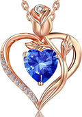 1.2CT Rose Heart Necklace Option of Moissanite or Lab-Grown Sapphire Ruby Emerald&More Necklace for Women Birthstone Girlfriend Necklace S925 Sterling Silver 18K White/Rose Gold Plated D Color VVS1 Gift for Wife Mother Daughter for Birthday Anniversary...