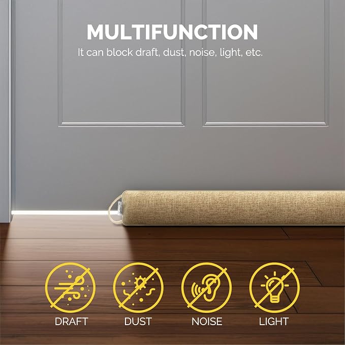 fowong Door Draft Stopper 30", Weighted Under Door Noise Stopper, Oatmeal | - Image 3