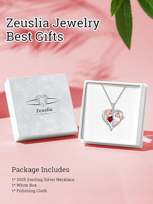 Valentine's Day Gifts for Wife 925 Sterling Silver Double Birthstone Pendant Necklaces I Love You for Always and Forever Necklace Anniversary Birthday Gifts for Wife Girlfriend Mom Her