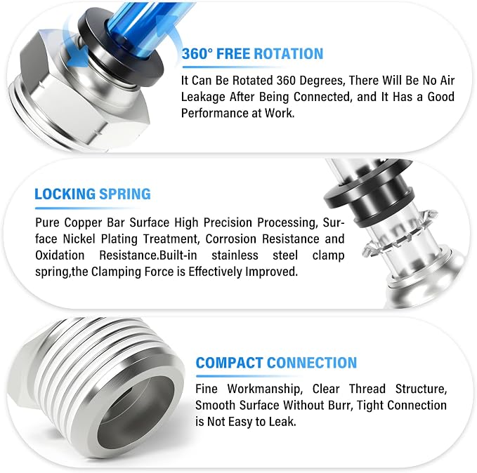 TAILONZ 6mm Tube OD x 1/2" NPT Male Straight Push to Connect Fitting 2pcs | - Image 3