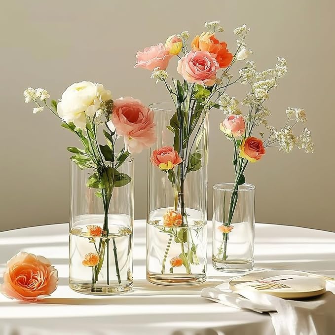 Glass Cylinder Vase Set of 18 for Centerpieces, 6 inch Tall Clear Vase Floating - Image 4