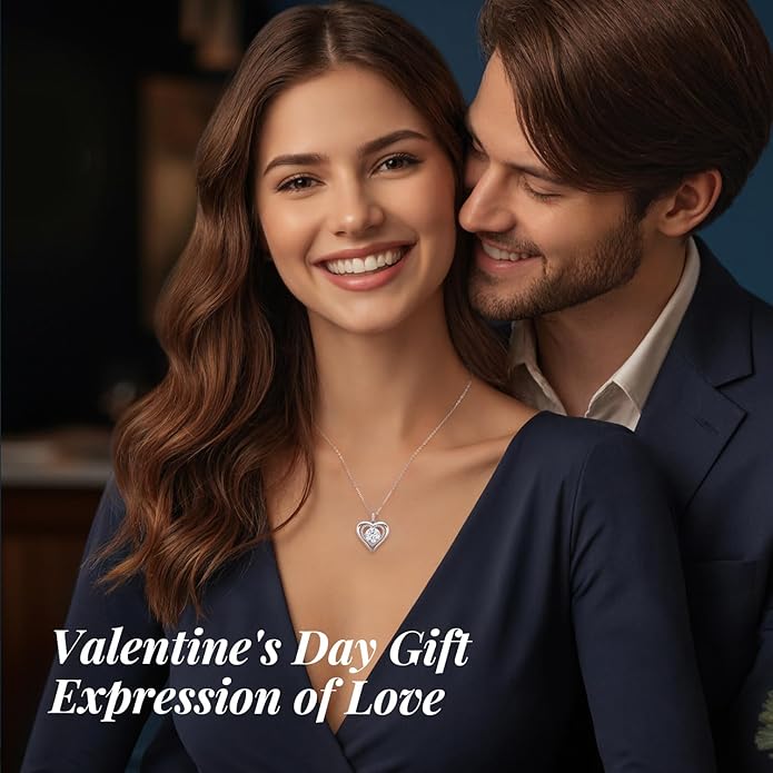 Valentine's Day Gift Moissanite Heart Pendant Necklaces for Women, 925 Sterling Silver Necklace Engraved with 'I LOVE YOU', Ideal Anniversary Birthday Jewelry Gifts for Mom Wife Girlfriend Daughter Her