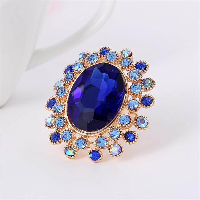 PINK TOWN Vintage Rhinestone Glass Finger Rings,Fashion Crystal Adjustable Open Wrap Knuckle Ring Boho Big Oval Stackable Rings Statement Ring Engagement Wedding Cocktail Party Rings Jewelry