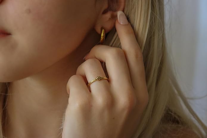 Elegant 18K Gold Plated Stainless Steel Ring – Fine Metal-Plated Jewelry with Durable, Scratch-Resistant Design for Daily Wear & Special Occasions