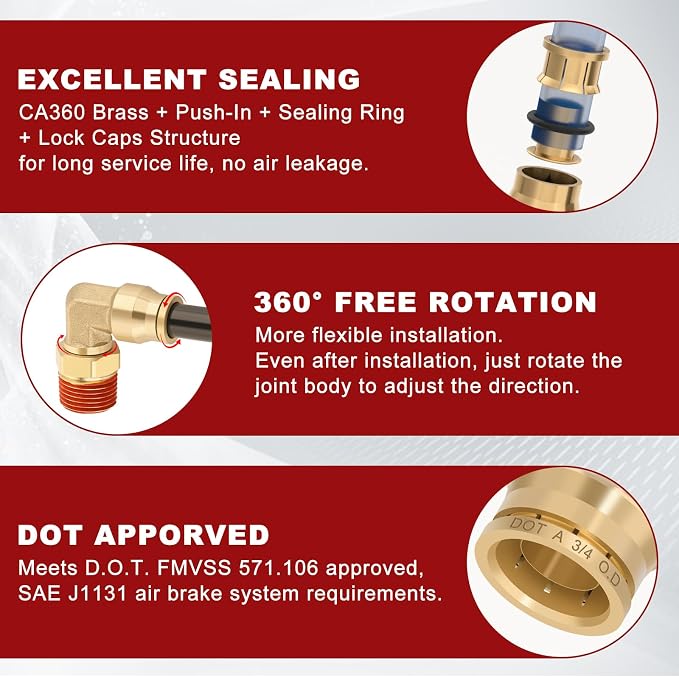 90° Swivel Male Elbow, 3/4" Tube x 1/2" NPT, DOT Approved 2PCS | - Image 4