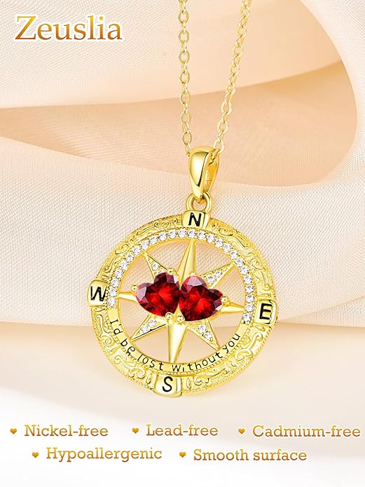 Valentine's Day Gifts for Wife 925 Sterling Silver Double Birthstone Pendant Necklaces I Love You for Always and Forever Necklace Anniversary Birthday Gifts for Wife Girlfriend Mom Her