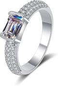 14K Gold Over S925 Silver Womens Promise Rings | Radiant Emerald Cut 1 Carat Diamond Engagement Ring| D-color Ideal Cut VVS1 Clarity | Everyday Chic Jewelry