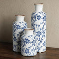 Blue and White Ceramic Vase Set of 3, Vintage Floral Vases by CheeryStow